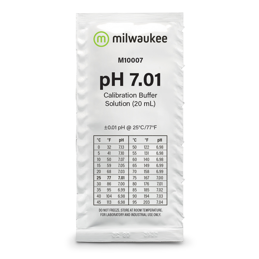 MILWAUKEE Solution d\'étalonnage pH 7.01 20 ml pour électrodes pH et pH-mètre toutes marques