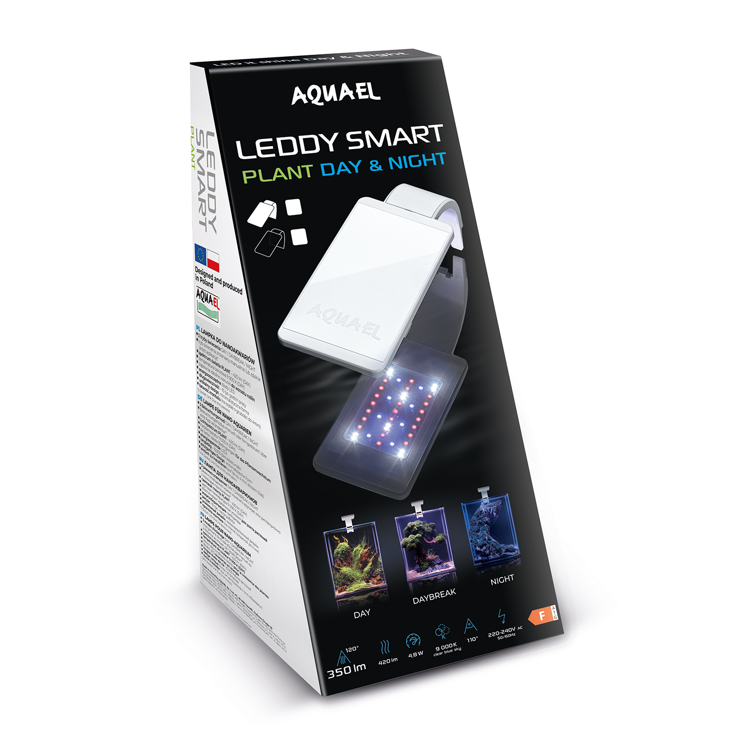 AQUAEL Leddy Smart 2.0 Day & Night Sunny 4,8W Noir lampe Leds auto-réparantes lumière du jour 7000°K pour nano-aquarium