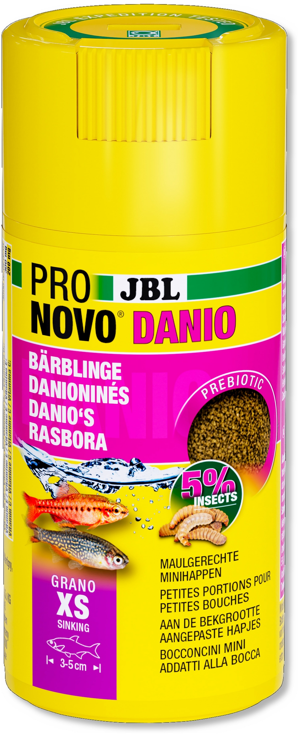 JBL ProNovo Danio Grano XS 100 ml Click nourriture en granulés pour Danios et autres petits barbus de 3 à 5 cm