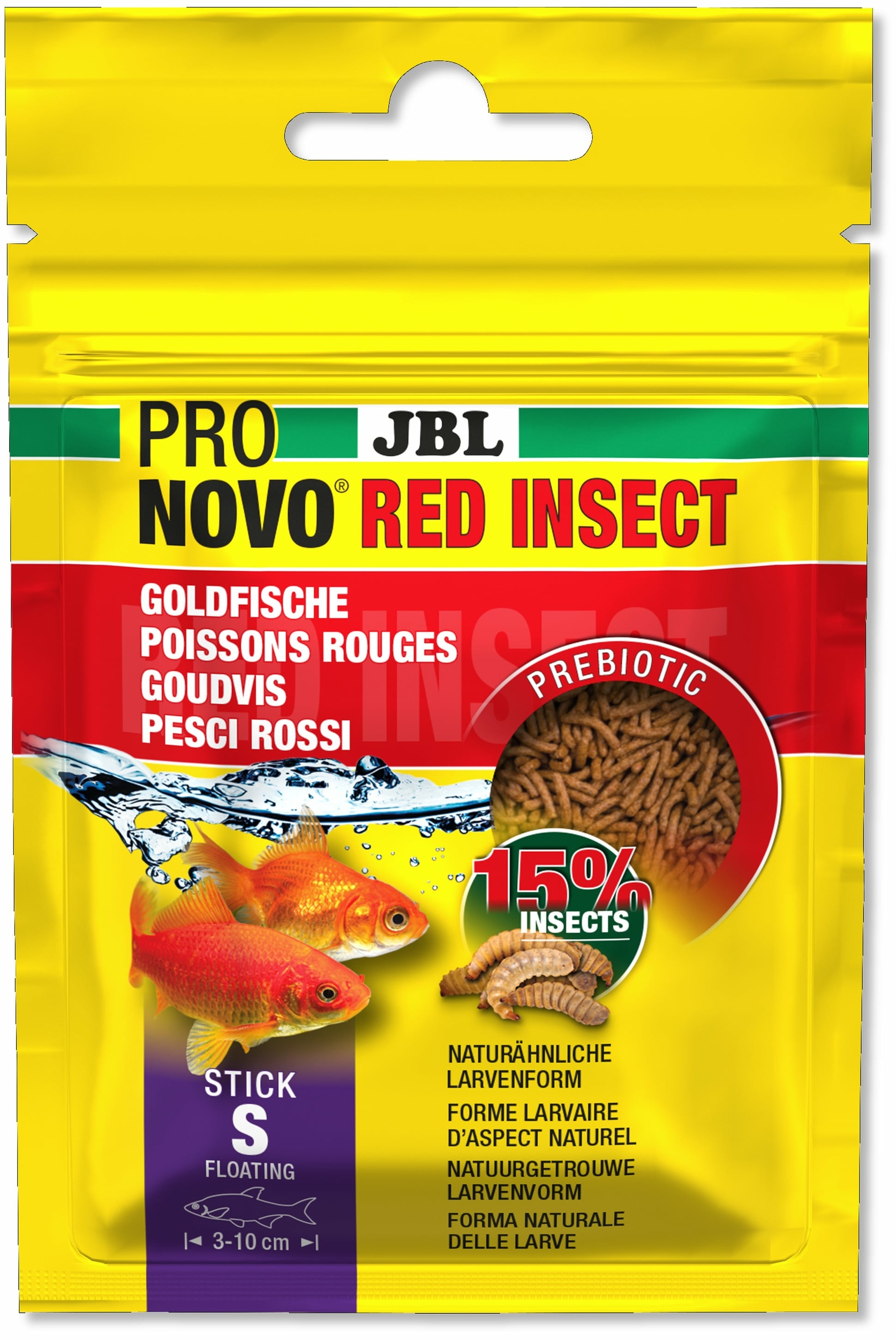 JBL ProNovo Red Insect Stick S 20 ml nourriture en bâtonnets fins pour poissons rouges de 3 à 10 cm