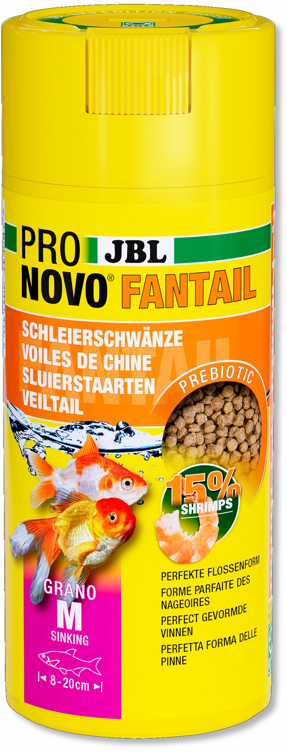 JBL ProNovo Fantail Grano M 250 ml Click nourriture de base en granulés spéciale Voiles de Chine 8 à 20 cm