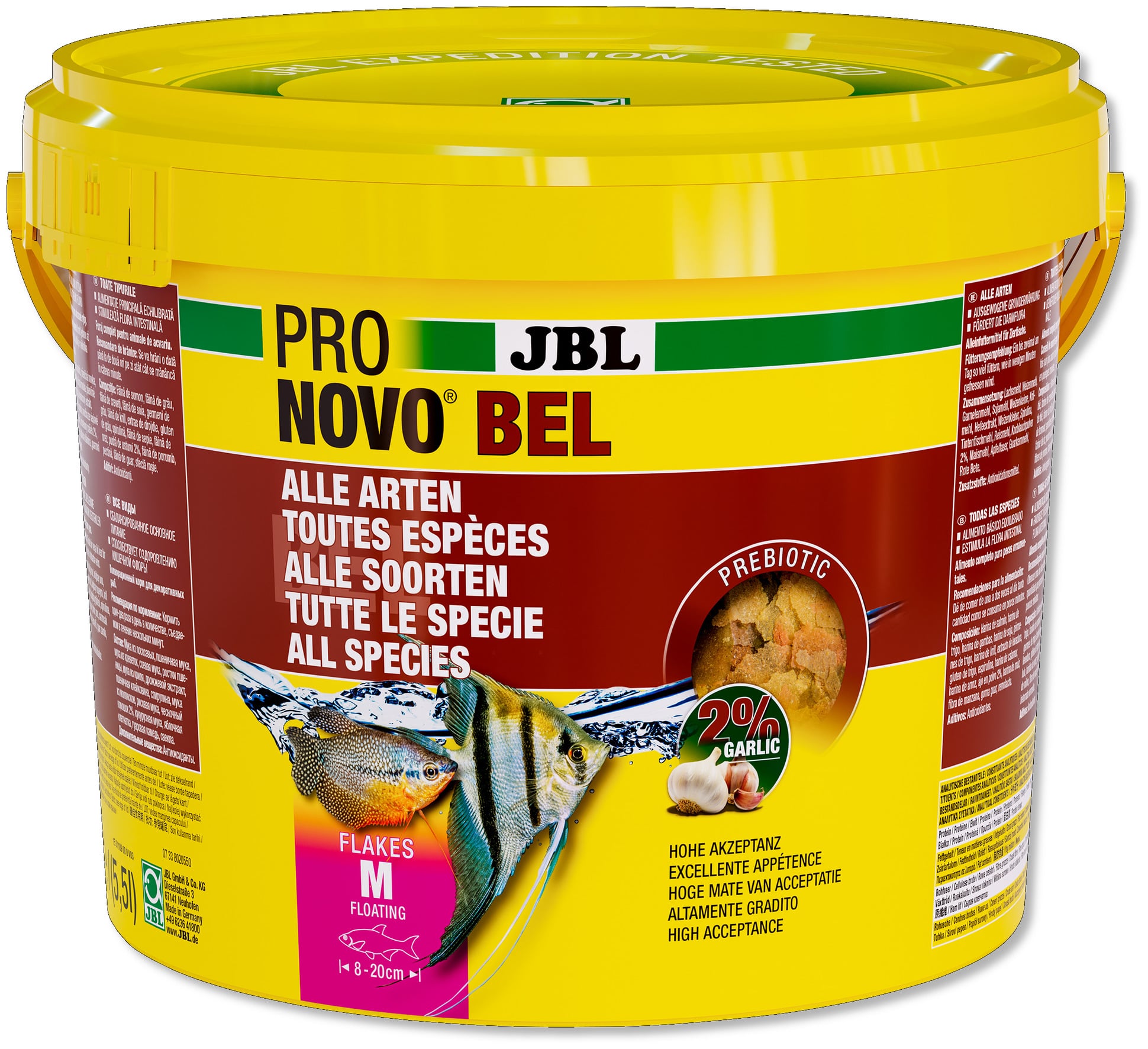 JBL ProNovo Bel Flakes M 5,5 L nourriture de base en flocons pour tous poissons d\'aquarium de 8 à 20 cm