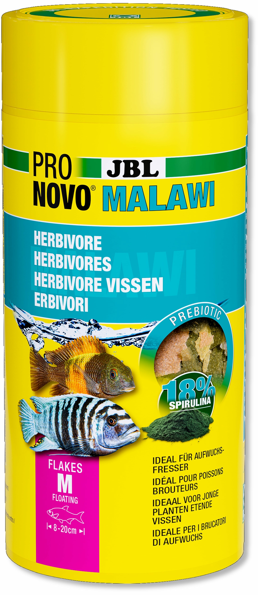 JBL ProNovo Malawi Flakes M 1000 ml nourriture en flocons pour Cichlidés brouteurs d\'algues des lacs Malawi et Tanganyika de 8 à 20 cm