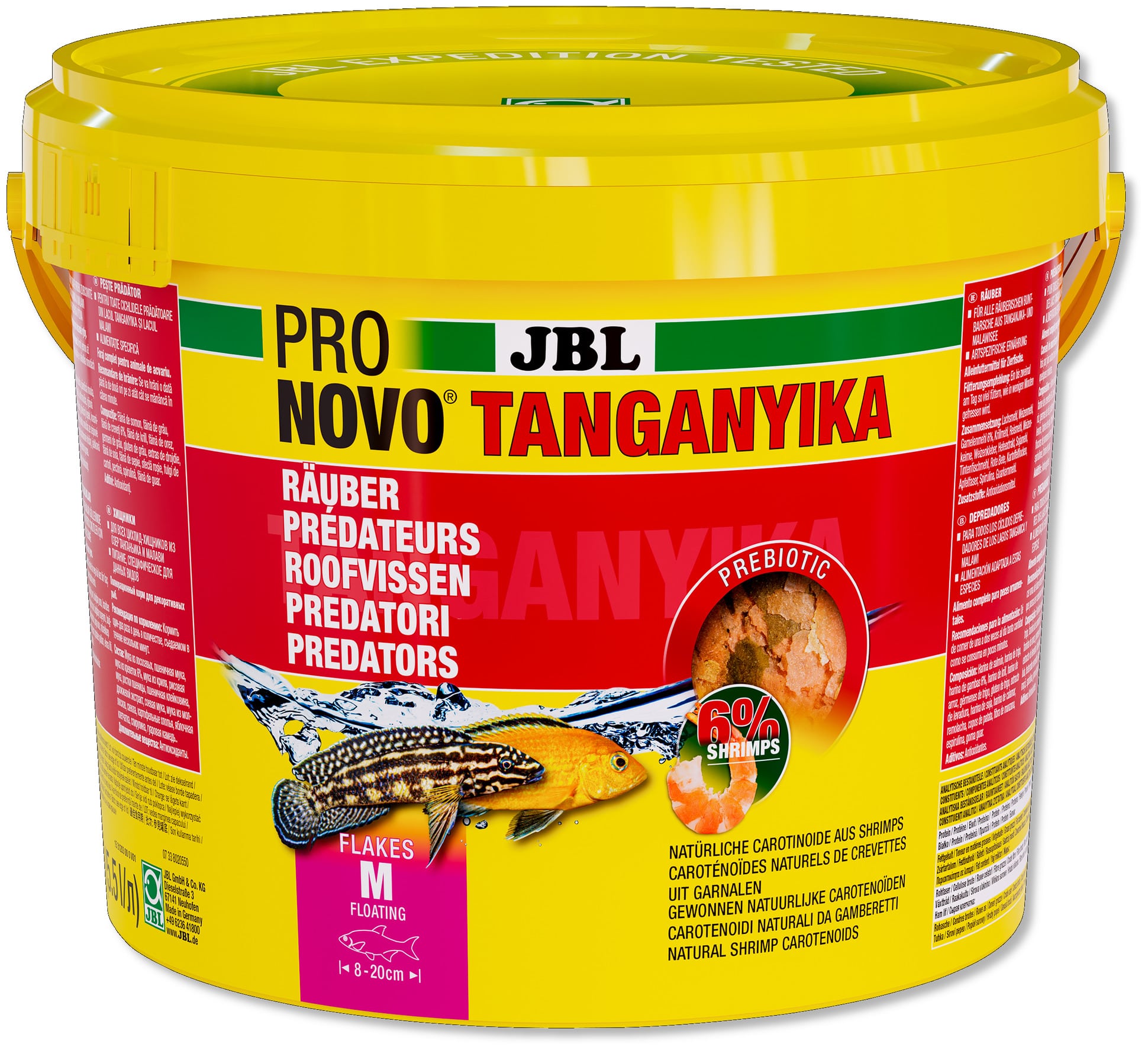 JBL ProNovo Tanganyika Flakes M 5,5 L nourriture en flocons pour Cichlidés lacs Tanganyika & Malawi de 8 à 20 cm