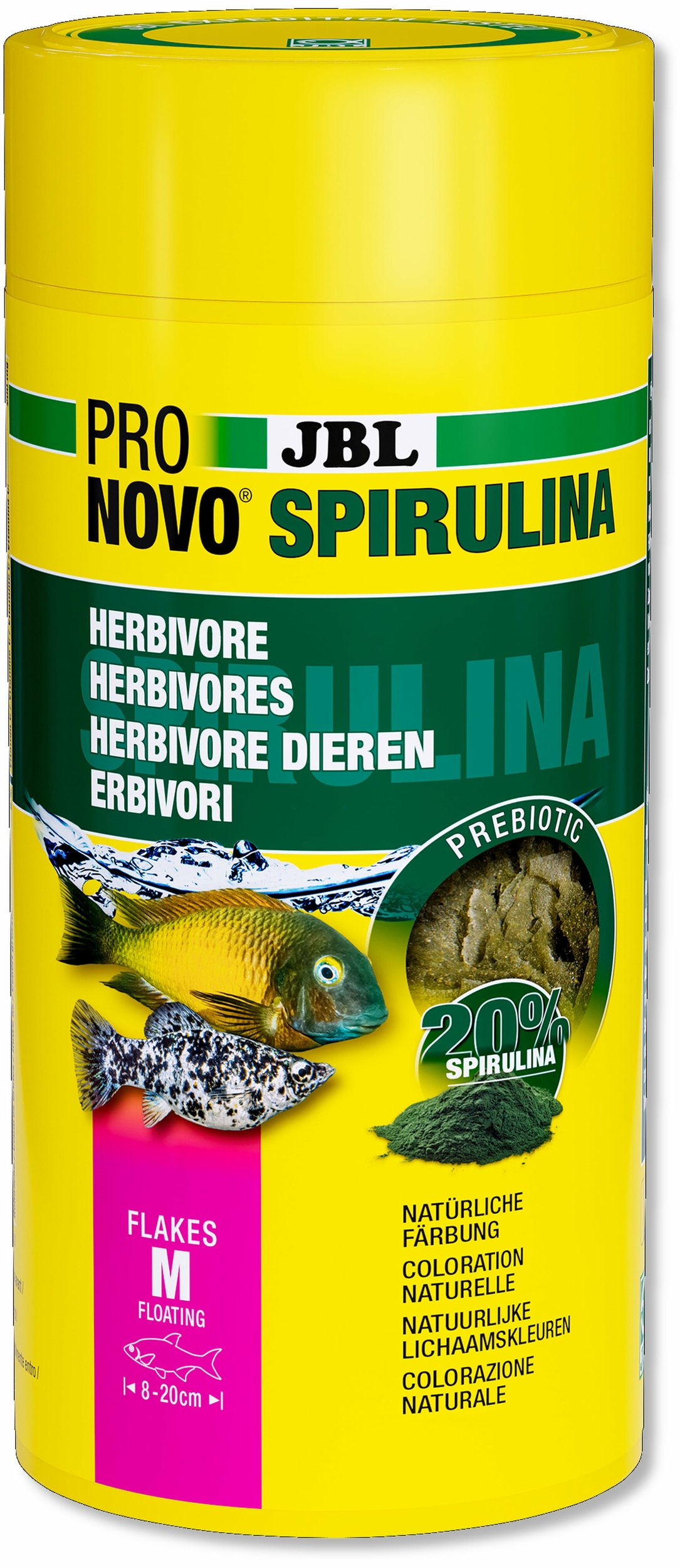 JBL ProNovo Spirulina Flakes M 1000 ml nourriture en flocons à base de spiruline pour tous poissons d\'aquarium de 8 à 20 cm