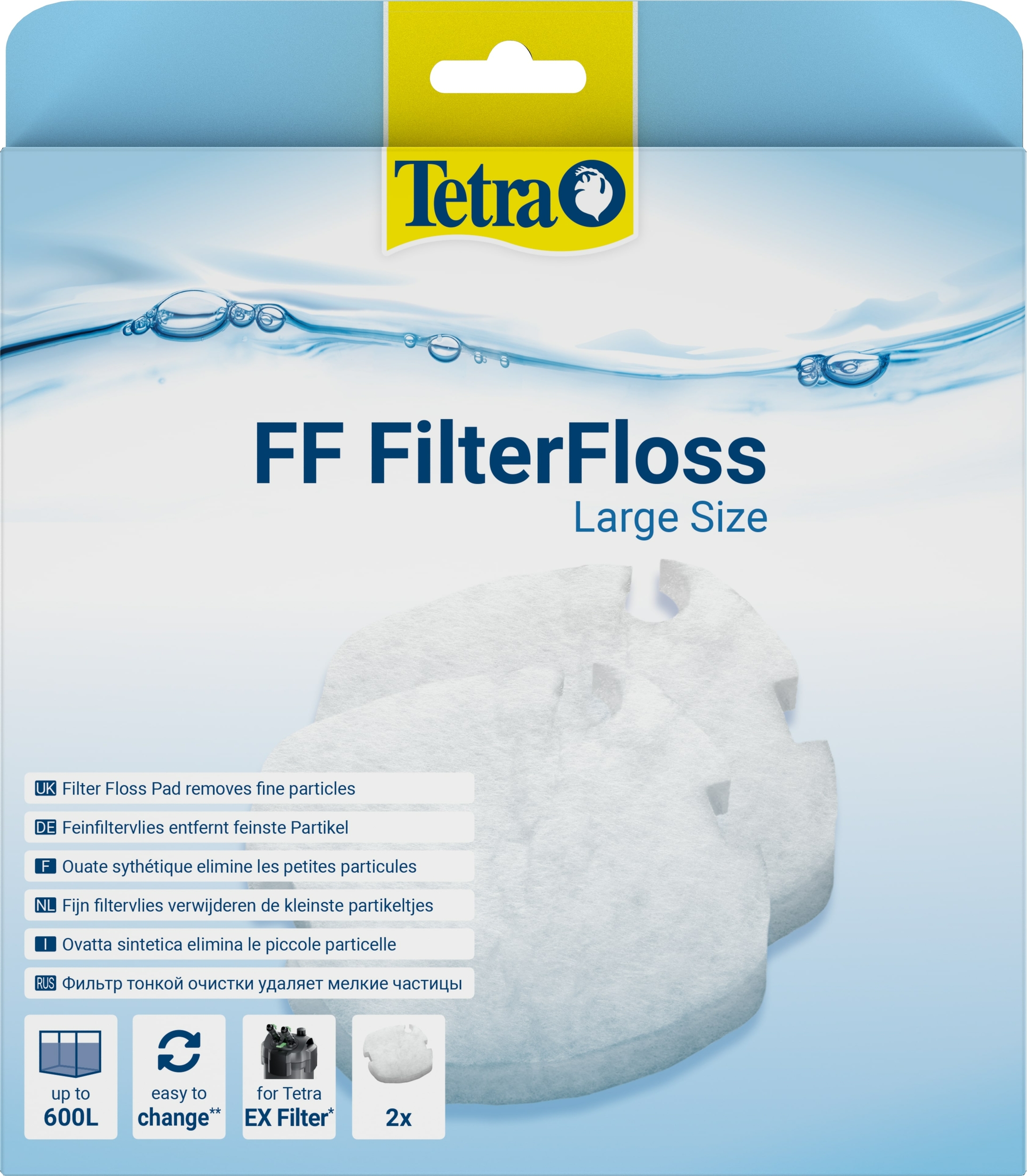 TETRA FF FilterFloss L lot de 2 ouates filtrantes pour filtre externe Tetra EX 1200 et 1200 Plus, 1500 Plus