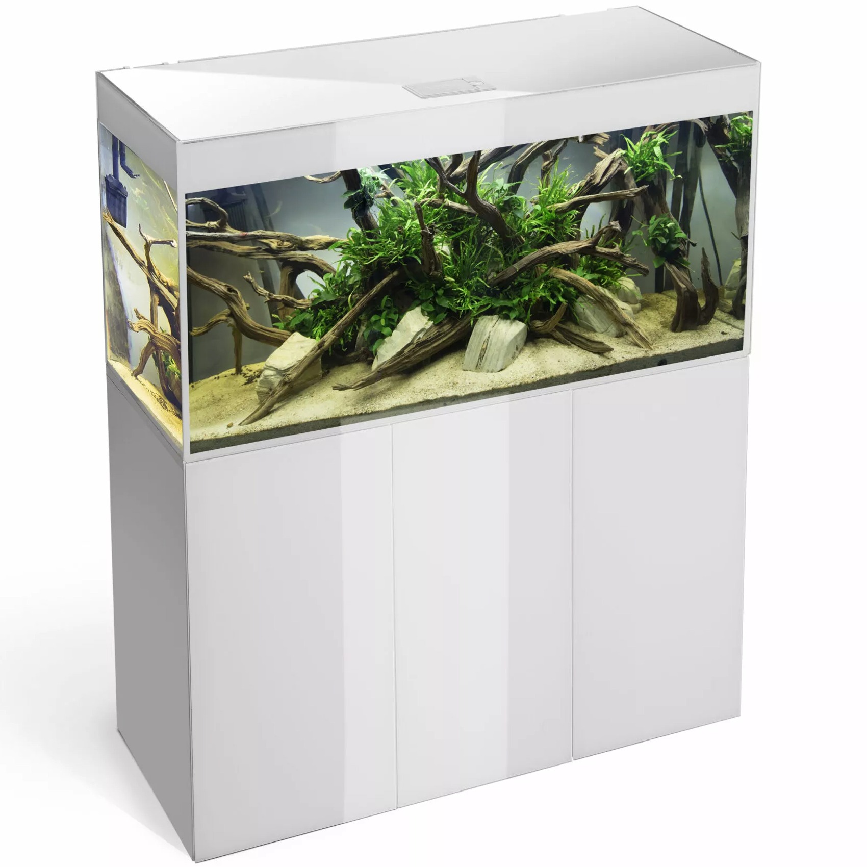 AQUAEL Glossy ST 120 LED Day&Night 2.0 Blanc laqué aquarium équipé 120 cm 260 L avec ou sans meuble