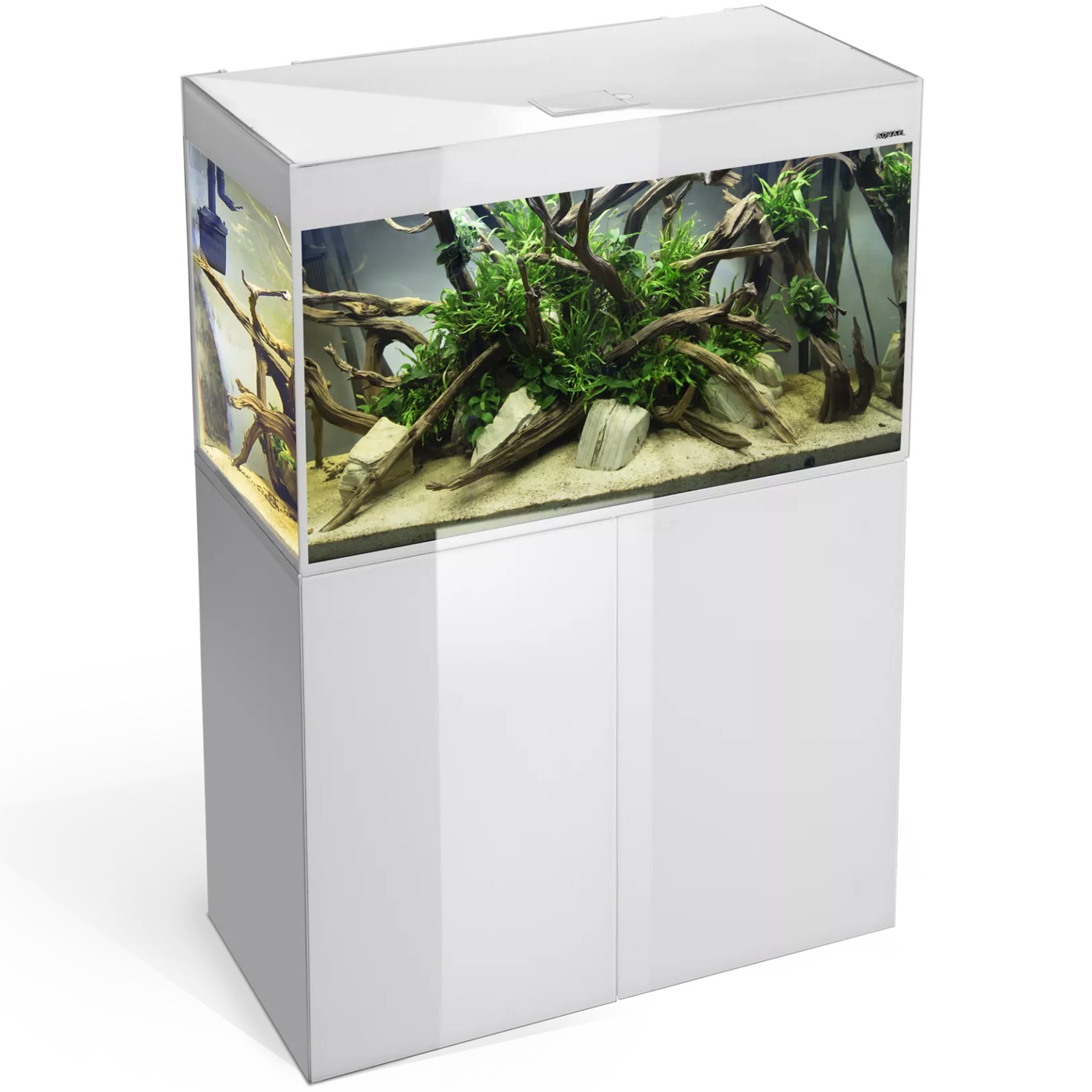 AQUAEL Glossy ST 100 LED Day&Night 2.0 Blanc laqué aquarium équipé 100 cm 215 L avec ou sans meuble