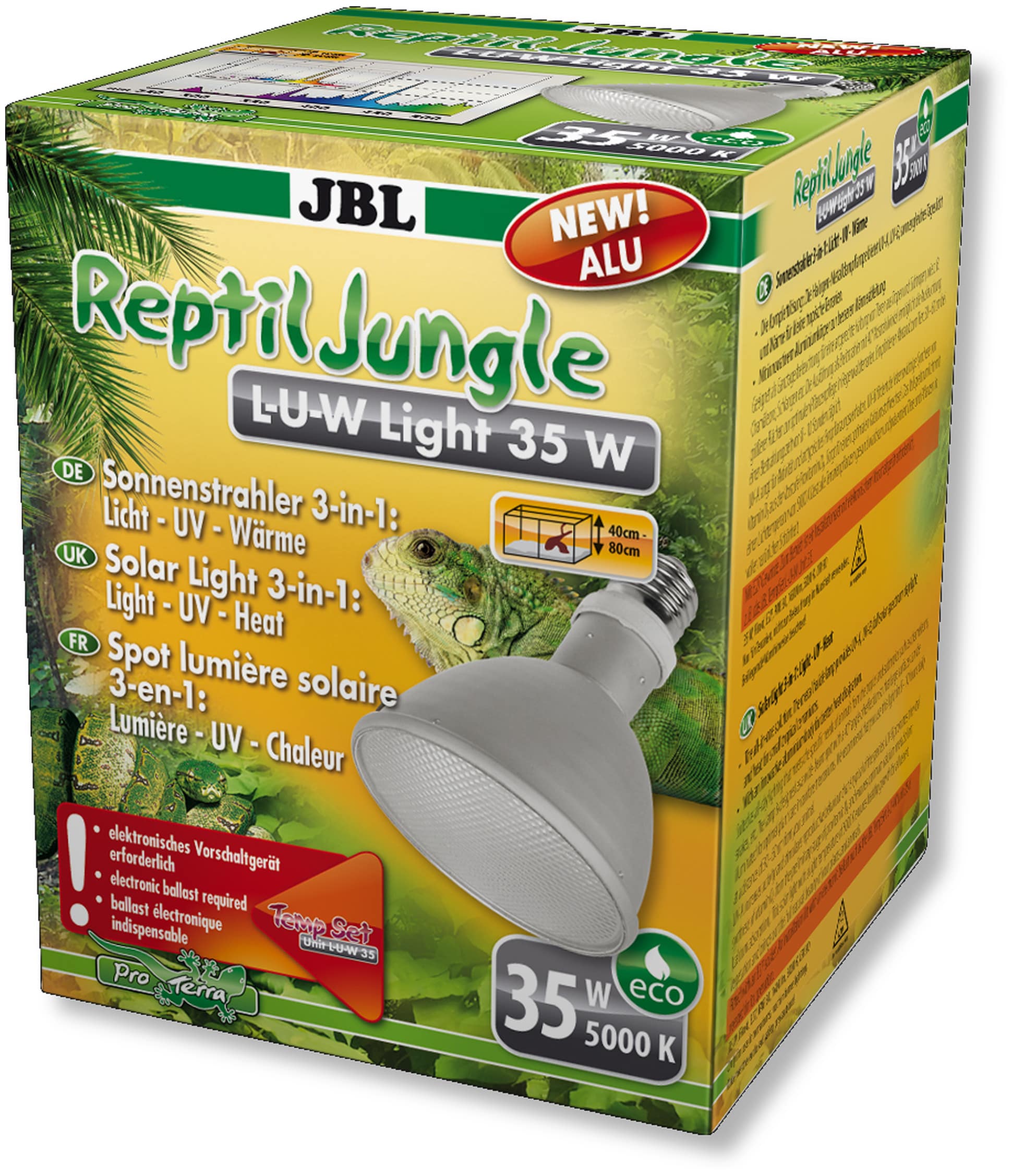 JBL ReptilJungle L-U-W Light alu 35W spot HQI en aluminium pour la reproduction du soleil en terrarium de type tropical