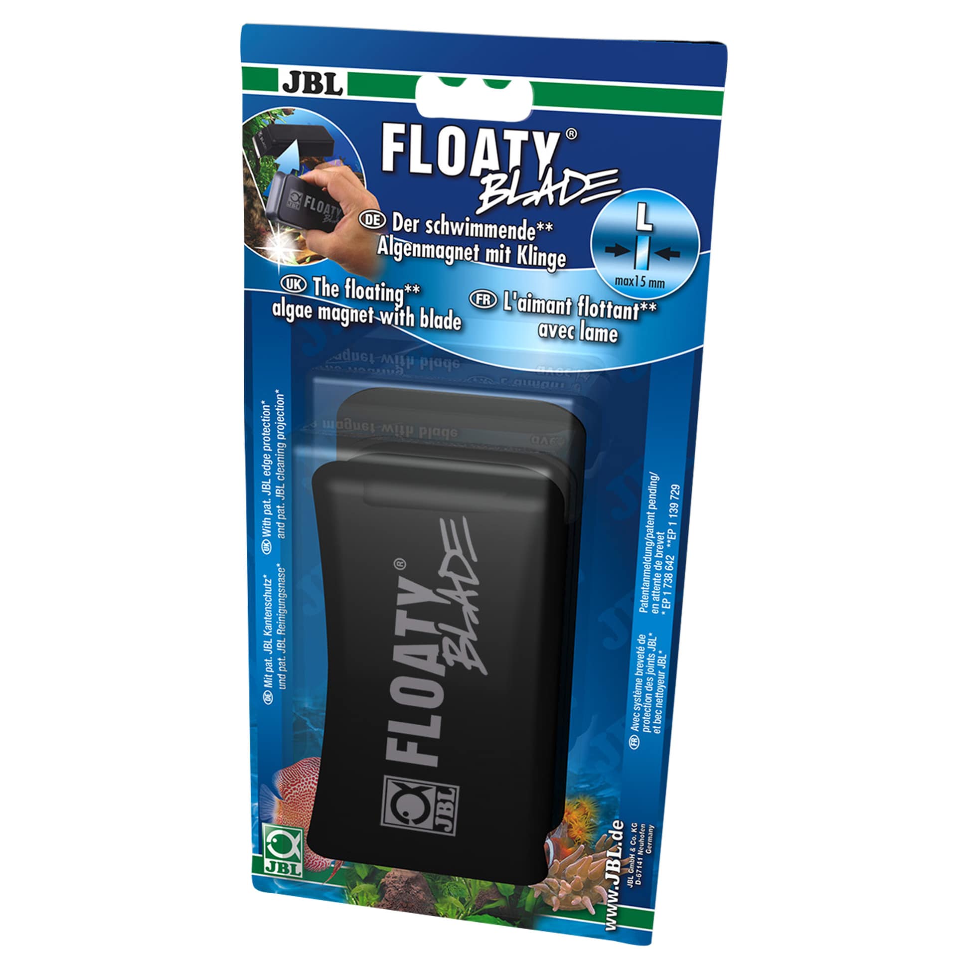 JBL Floaty Blade L aimant de nettoyage flottant spécial pour les vitres en verre jusqu\'à 15 mm