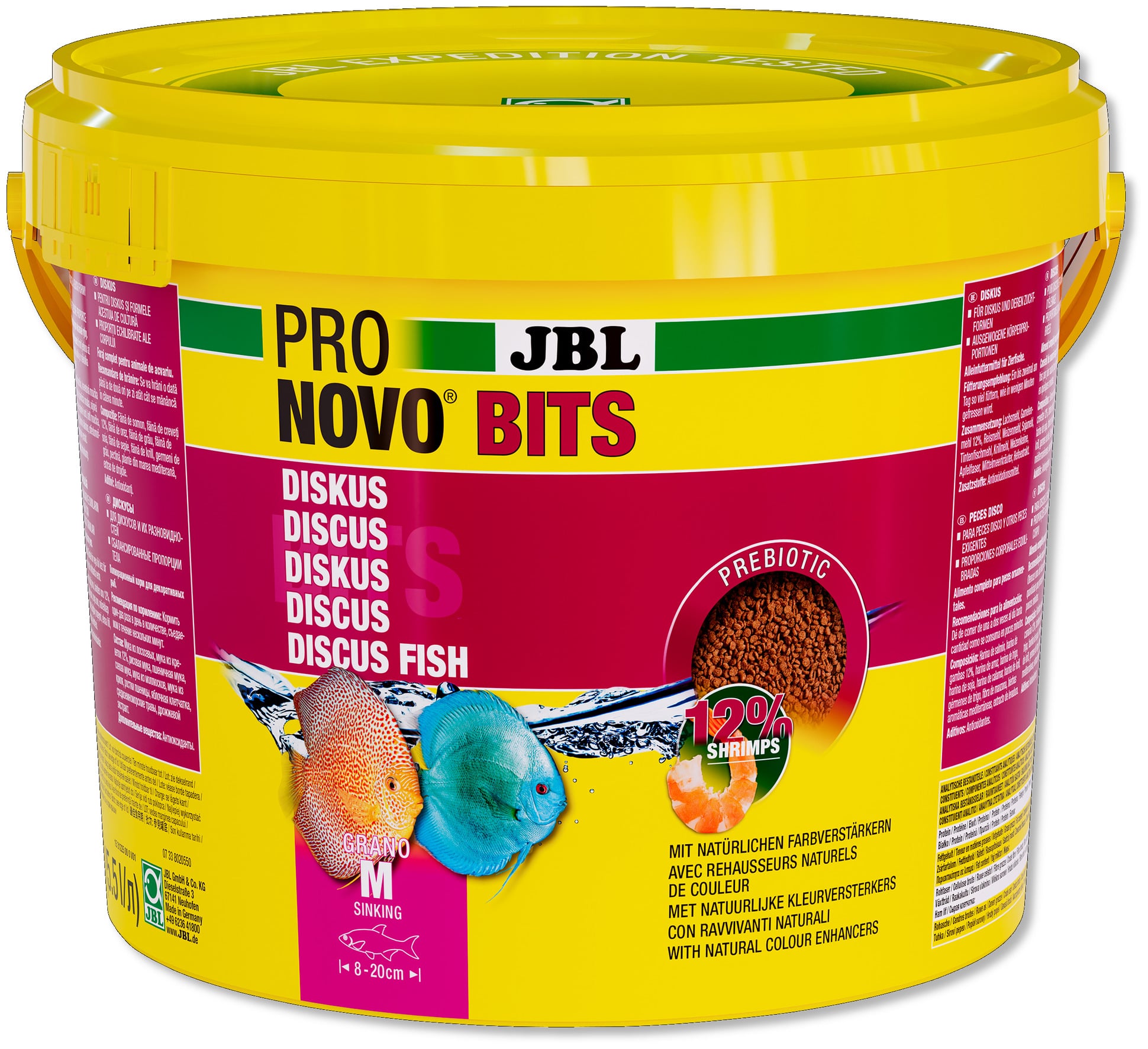 JBL ProNovo Bits Grano M 5,5 L nourriture en granulés pour Discus et autres Cichlidés d\'Amérique du Sud de 8 à 20 cm