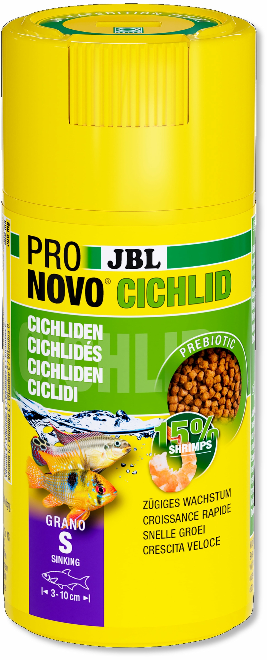 JBL ProNovo Cichlid Grano S 100 ml Click nourriture en granulés pour petits Cichlidés de 3 à 10 cm