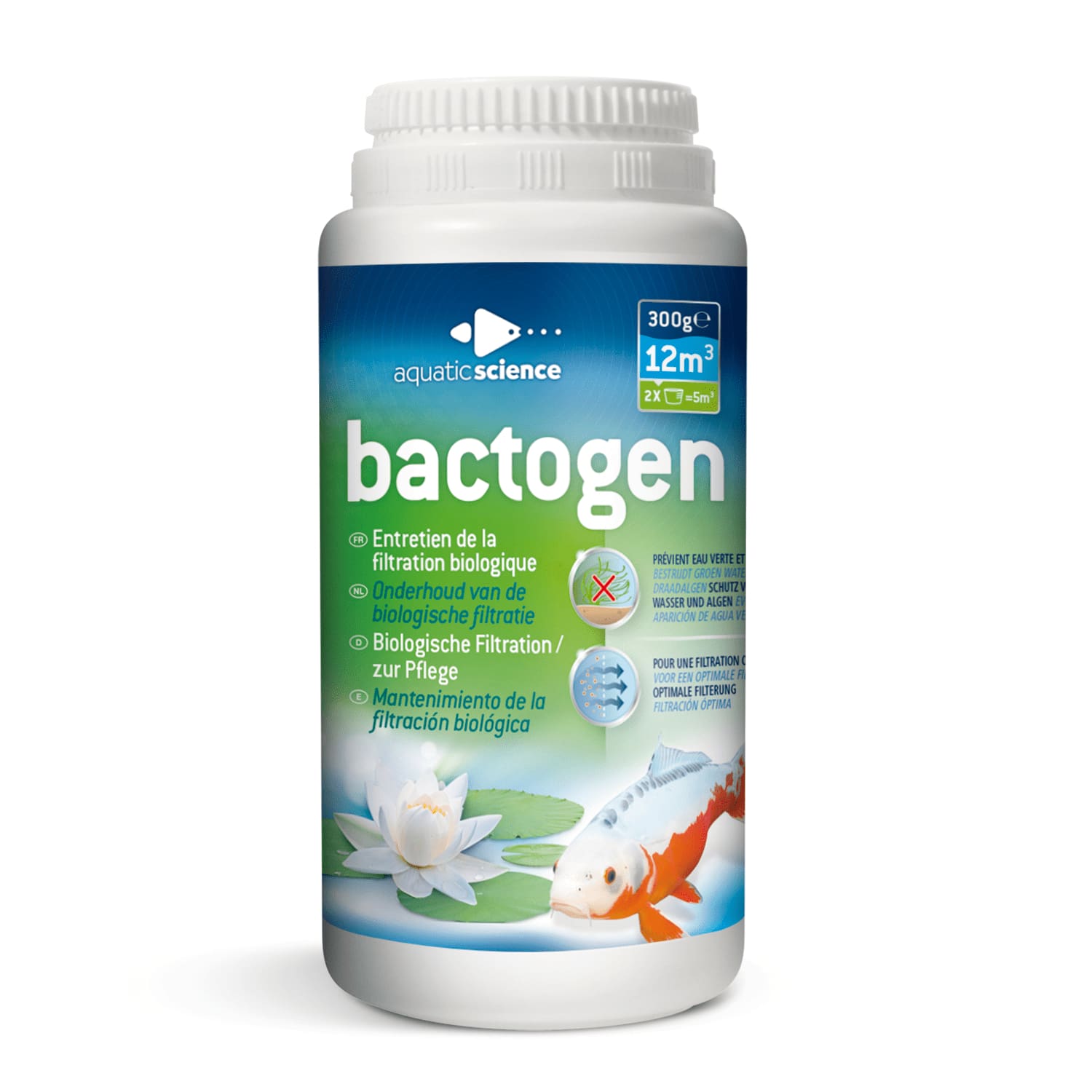 ICHIPOND Bactogen 300 gr 12m3 concentré de bactéries pour filtration avec enzymes, minéraux et oligo-éléments pour bassin jusqu\'à 12 m2