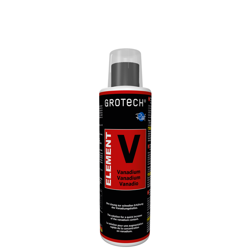 GROTECH Element V 250 ml augmente rapidement la concentration de Vanadium en aquarium marin