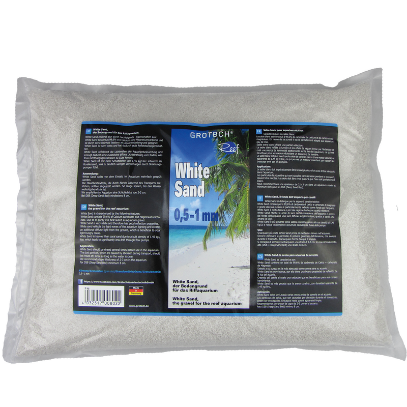 GROTECH White Sand 0,5 à 1 mm 9,5 kg sable d\'Aragonite idéal pour aquarium marin