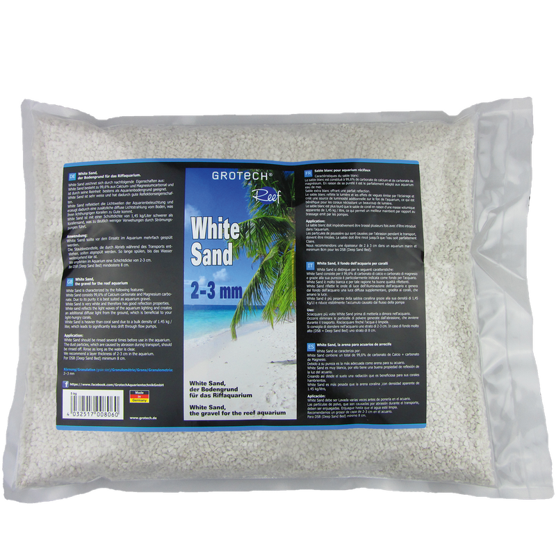 GROTECH White Sand 2 à 3 mm 25 kg sable d\'Aragonite idéal pour aquarium marin