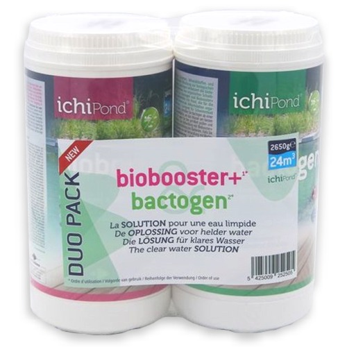 ICHIPOND Duo Pack 24m3 Biobooster+ et Bactogen kit complet de bactéries pour bassin. Traite jusqu\'à 24000 L