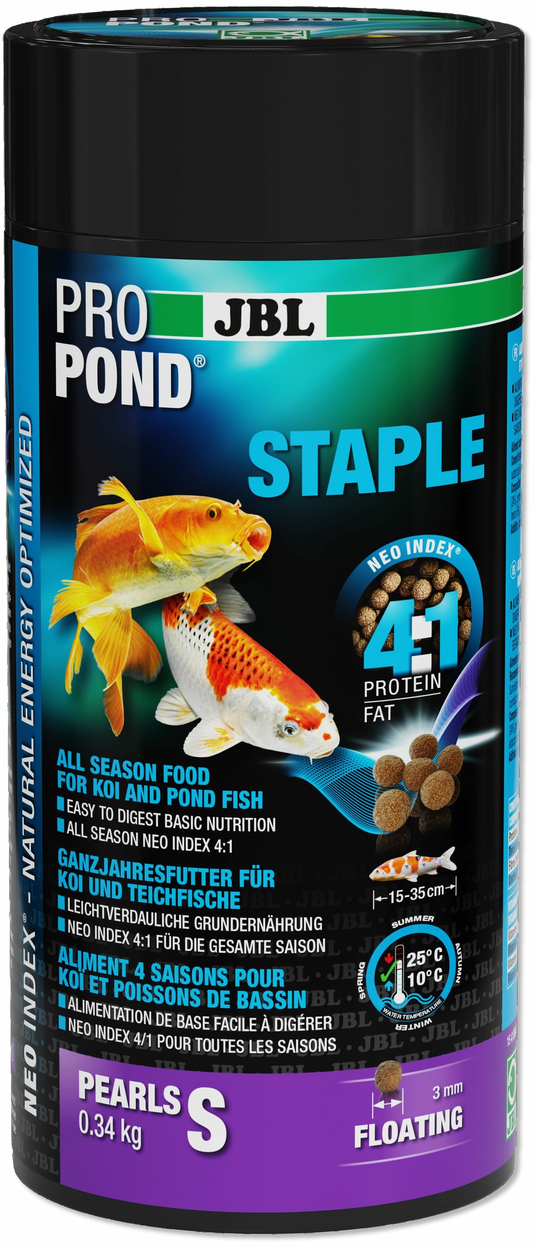 JBL ProPond Staple S 0,34 Kg nourriture granulés toutes saisons pour carpes koï et poissons de bassin de 15 à 35 cm