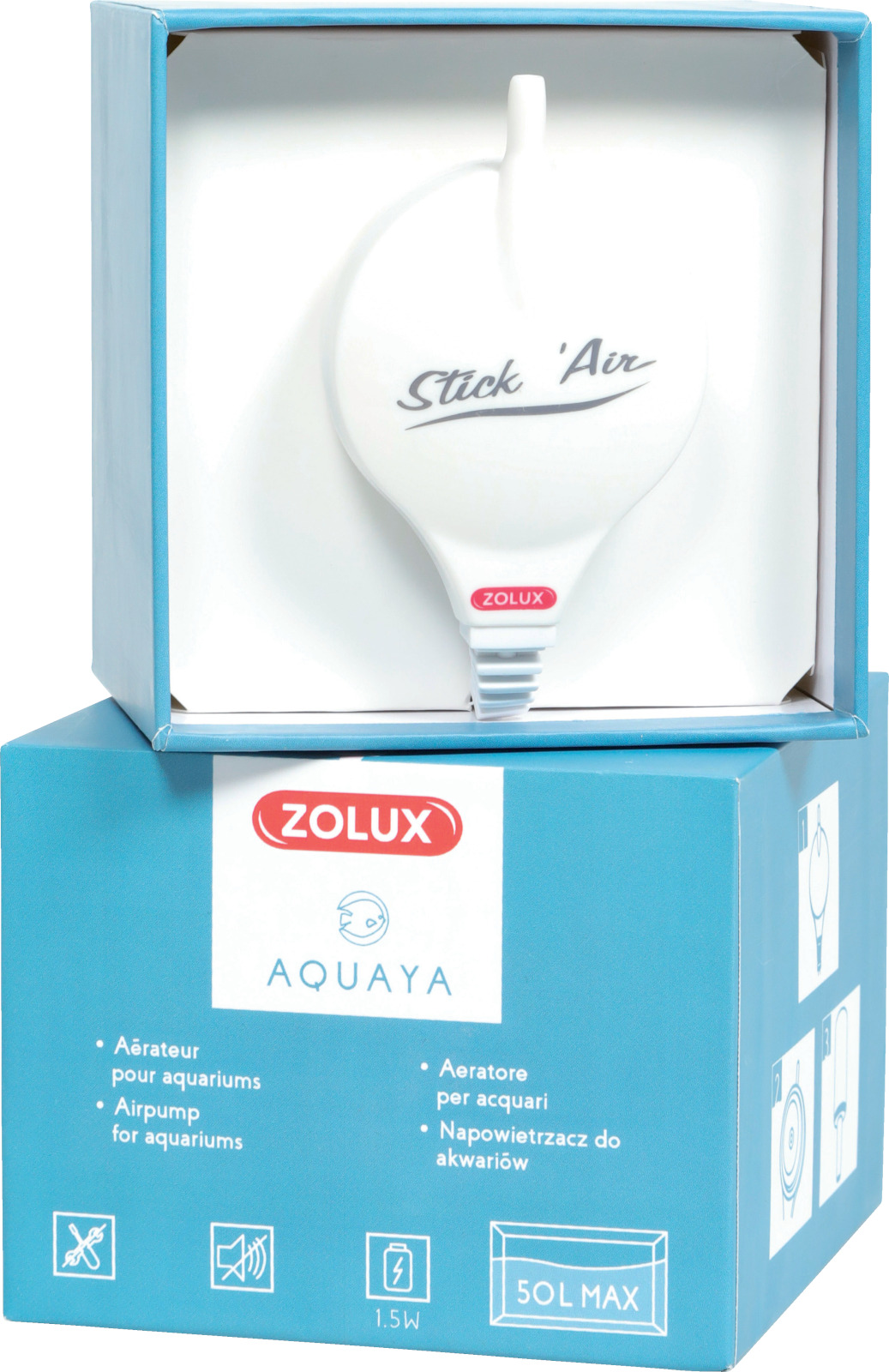 ZOLUX Aquaya StickAir Blanc mini pompe à air 18,6 L/h pour aquarium jusqu\'à 50 L