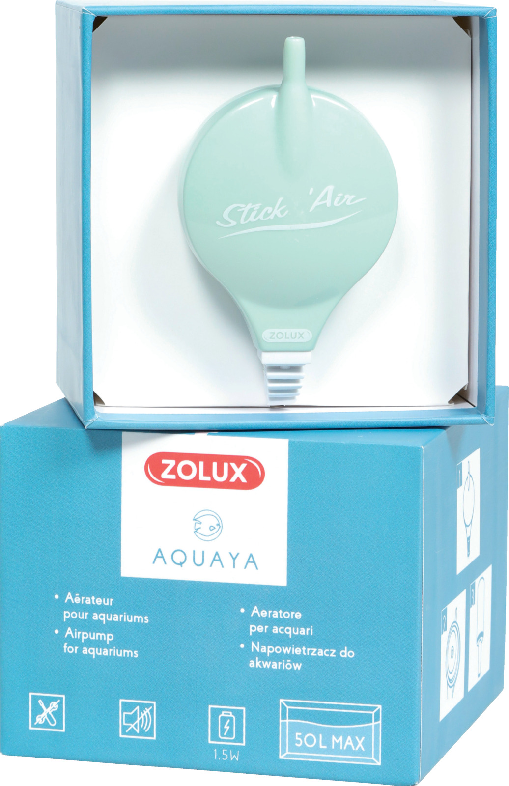 ZOLUX Aquaya StickAir Vert mini pompe à air 18,6 L/h pour aquarium jusqu\'à 50 L