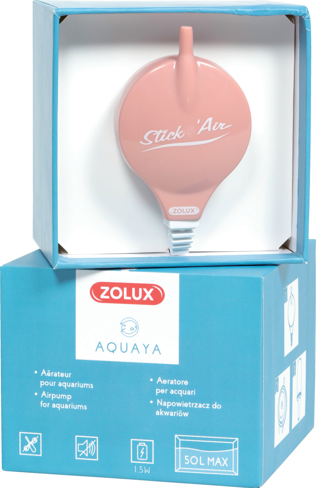 ZOLUX Aquaya StickAir Rose mini pompe à air 18,6 L/h pour aquarium jusqu\'à 50 L