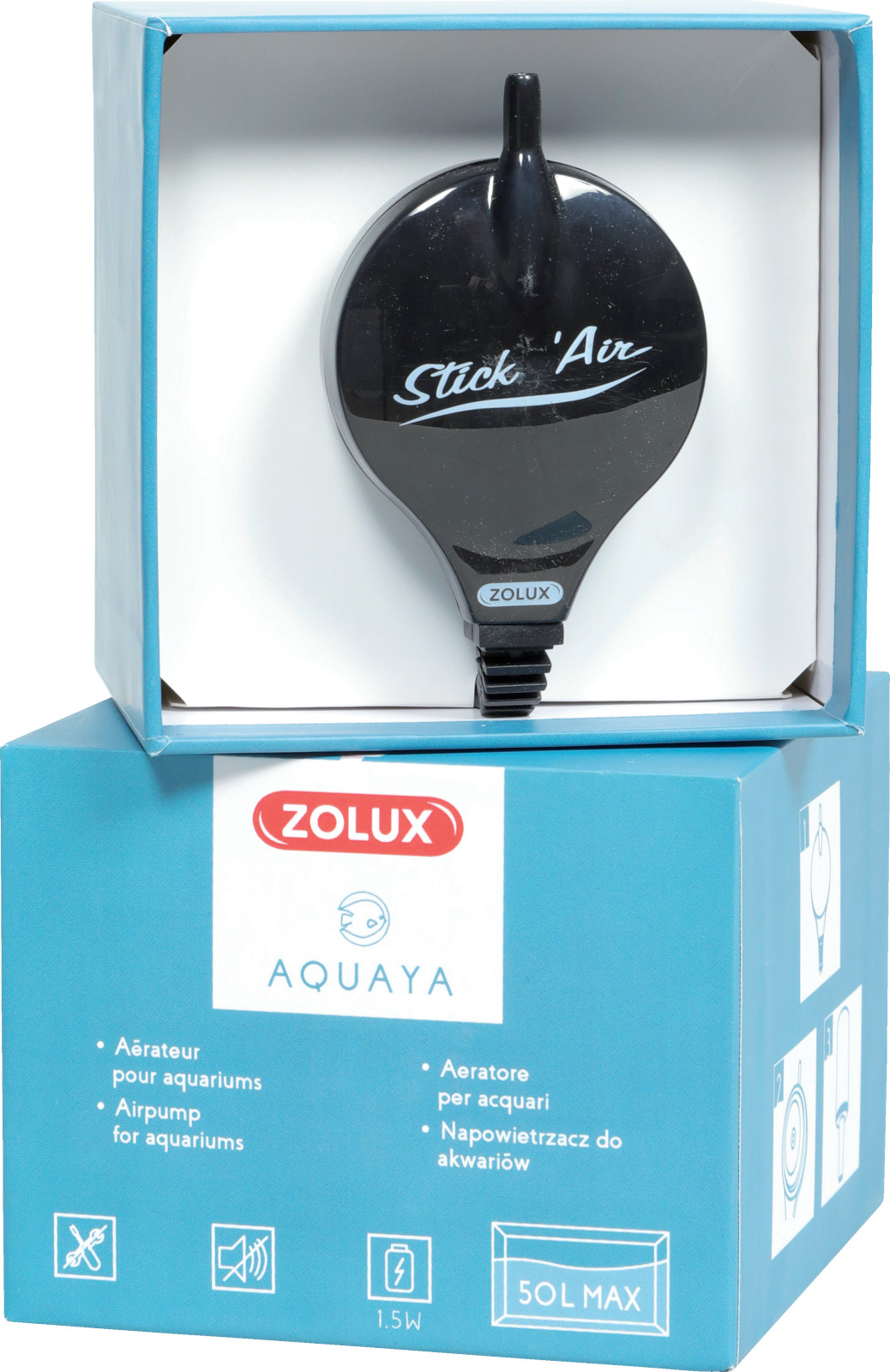 ZOLUX Aquaya StickAir Noir mini pompe à air 18,6 L/h pour aquarium jusqu\'à 50 L