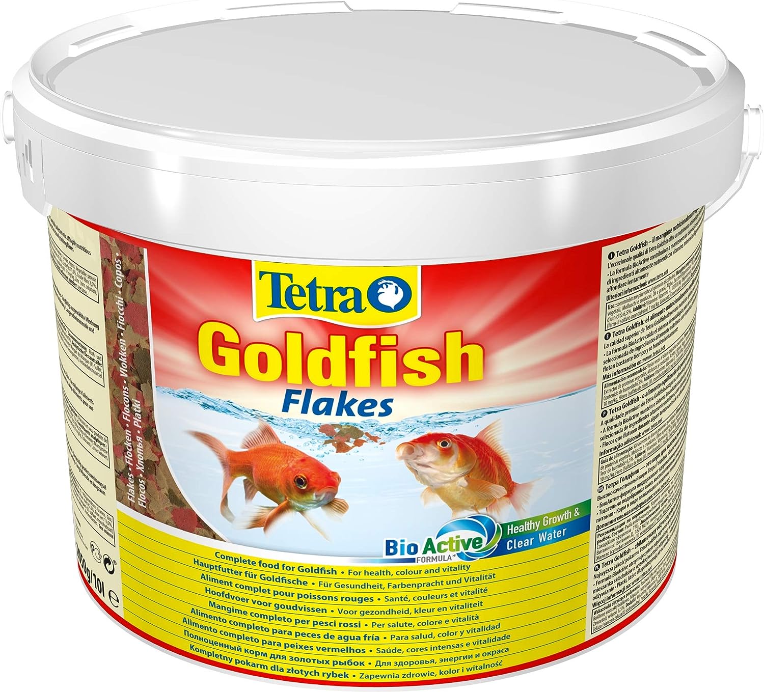TETRA GoldFish Flakes 10L aliment complet en flocons de grande qualité pour tous les poissons rouges et d\'eau froide