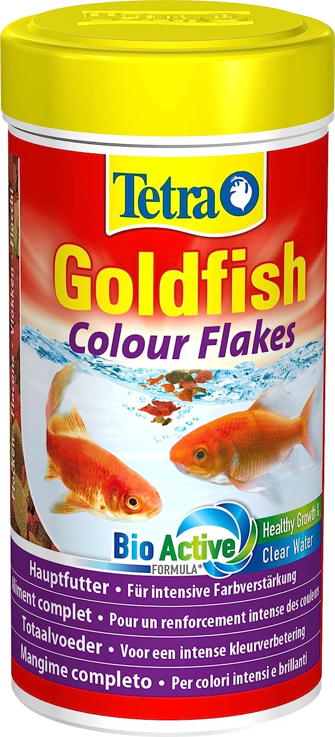 TETRA GoldFish Colour Flakes 250 ml aliment complet en flocons pour rehausser les couleurs des poissons rouges tous poissons d\'eau froide