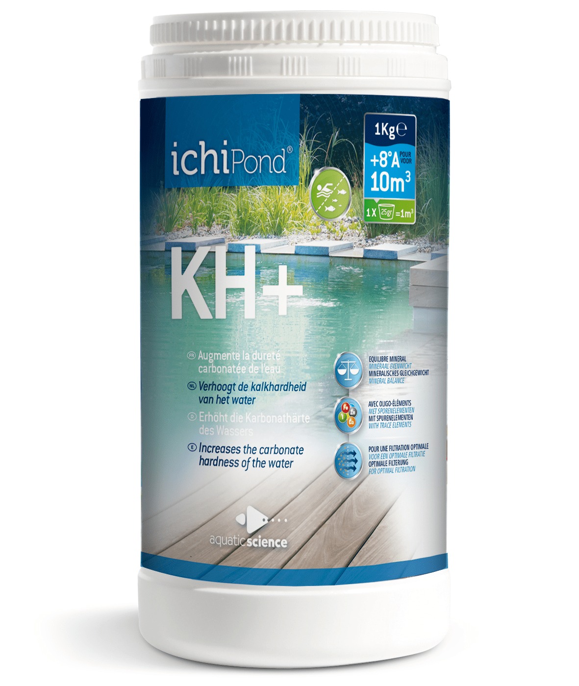 ICHIPOND KH+ 1 kg 10m3 sels minéraux pour augmenter la dureté carbonatée de l\'eau. Traite jusqu\'à 10000 L