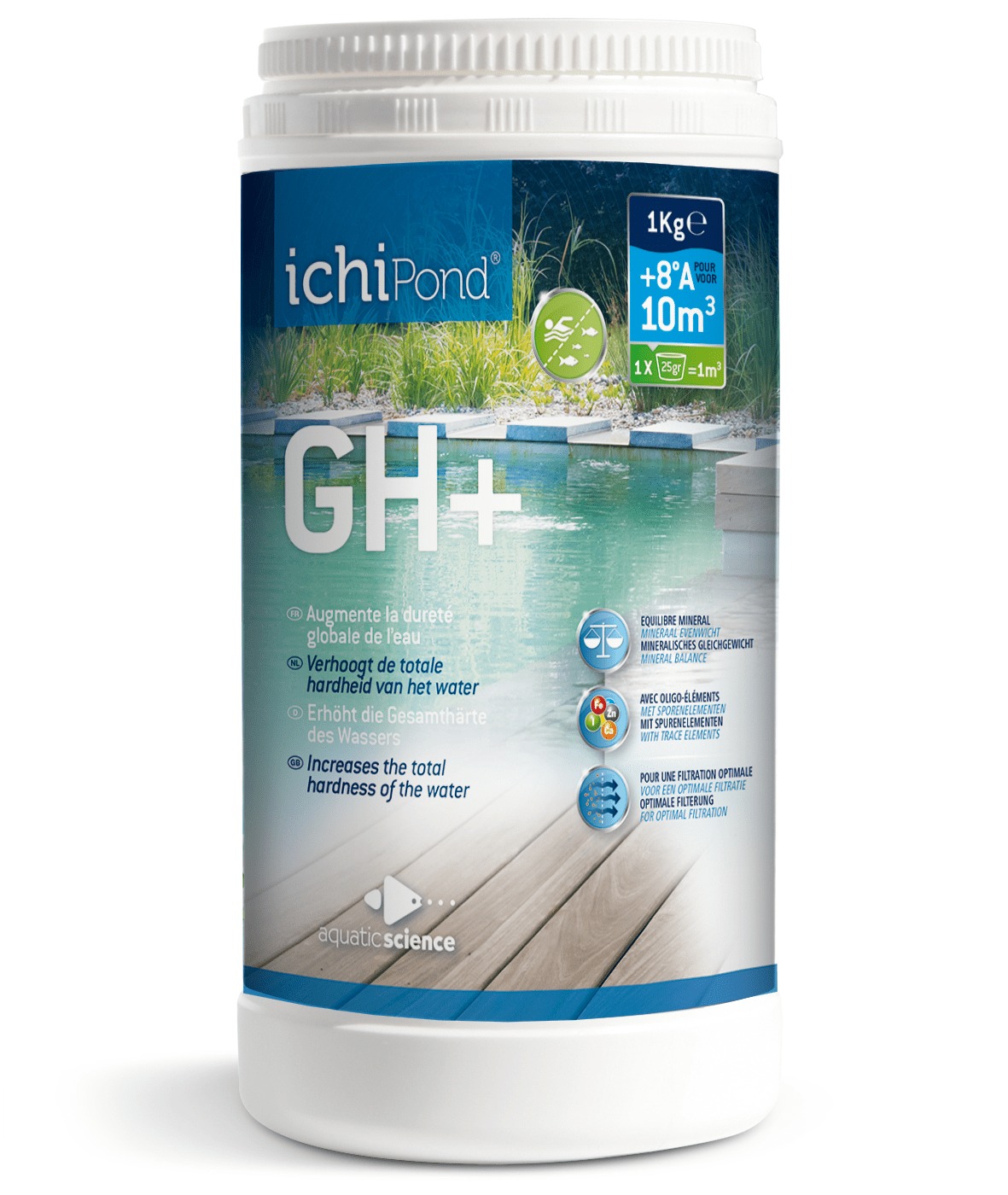 ICHIPOND GH+ 1 kg 10m3 sels minéraux pour augmenter la dureté totale de l\'eau. Traite jusqu\'à 10000 L