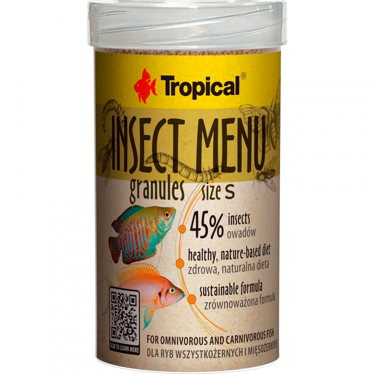 TROPICAL Insect Menu Flakes 100 ml nourriture en flocons avec 45% d\'insectes pour poissons omnivores et carnivores