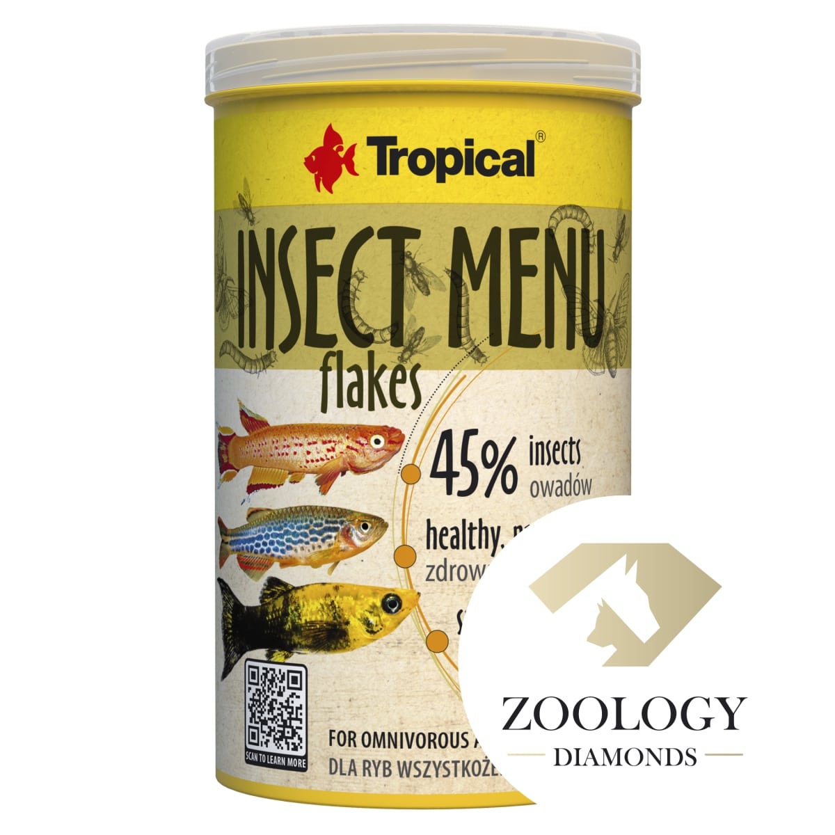 TROPICAL Insect Menu Flakes 1000 ml nourriture en flocons avec 45% d\'insectes pour poissons omnivores et carnivores