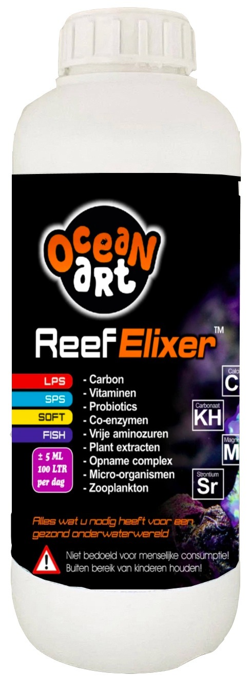 OCEAN ART Reef Elixer 1 L additif tout-en-un pour aquarium marin avec bactéries, vitamines, acides aminés, oligo-éléments