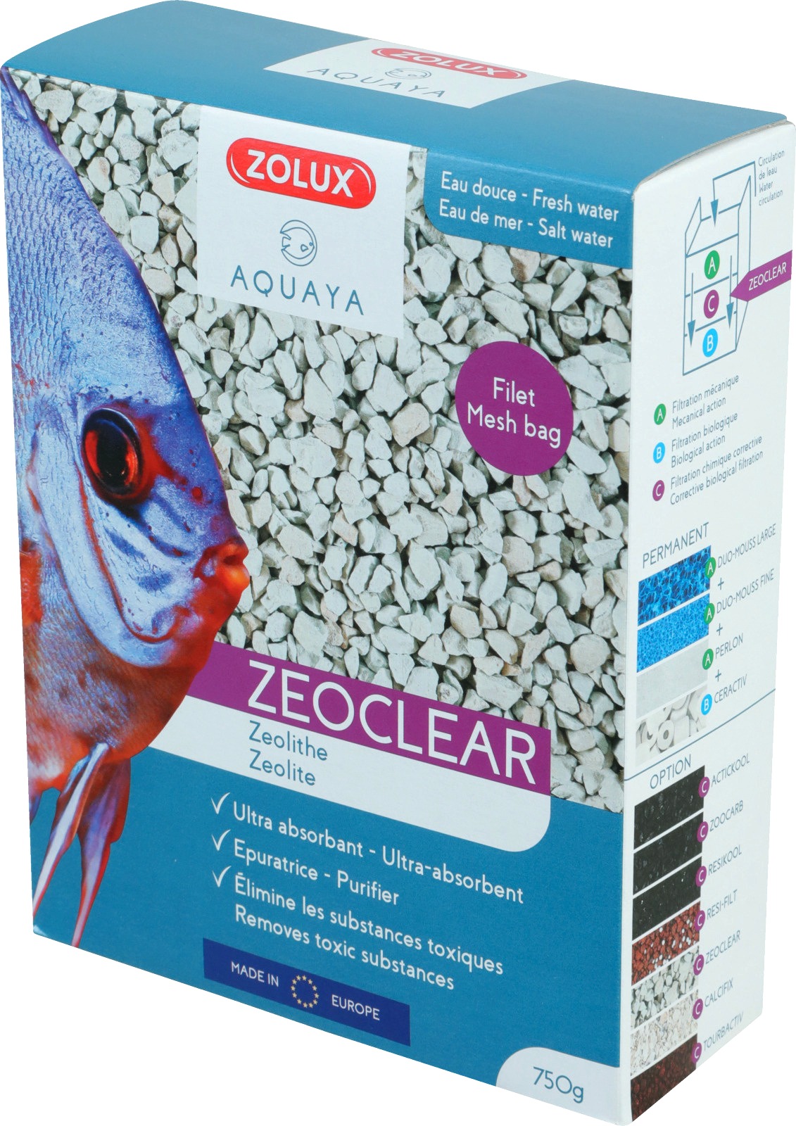 ZOLUX ZeoClear 1L Zeolite de filtration minéral et dépolluante pour eau douce et eau de mer