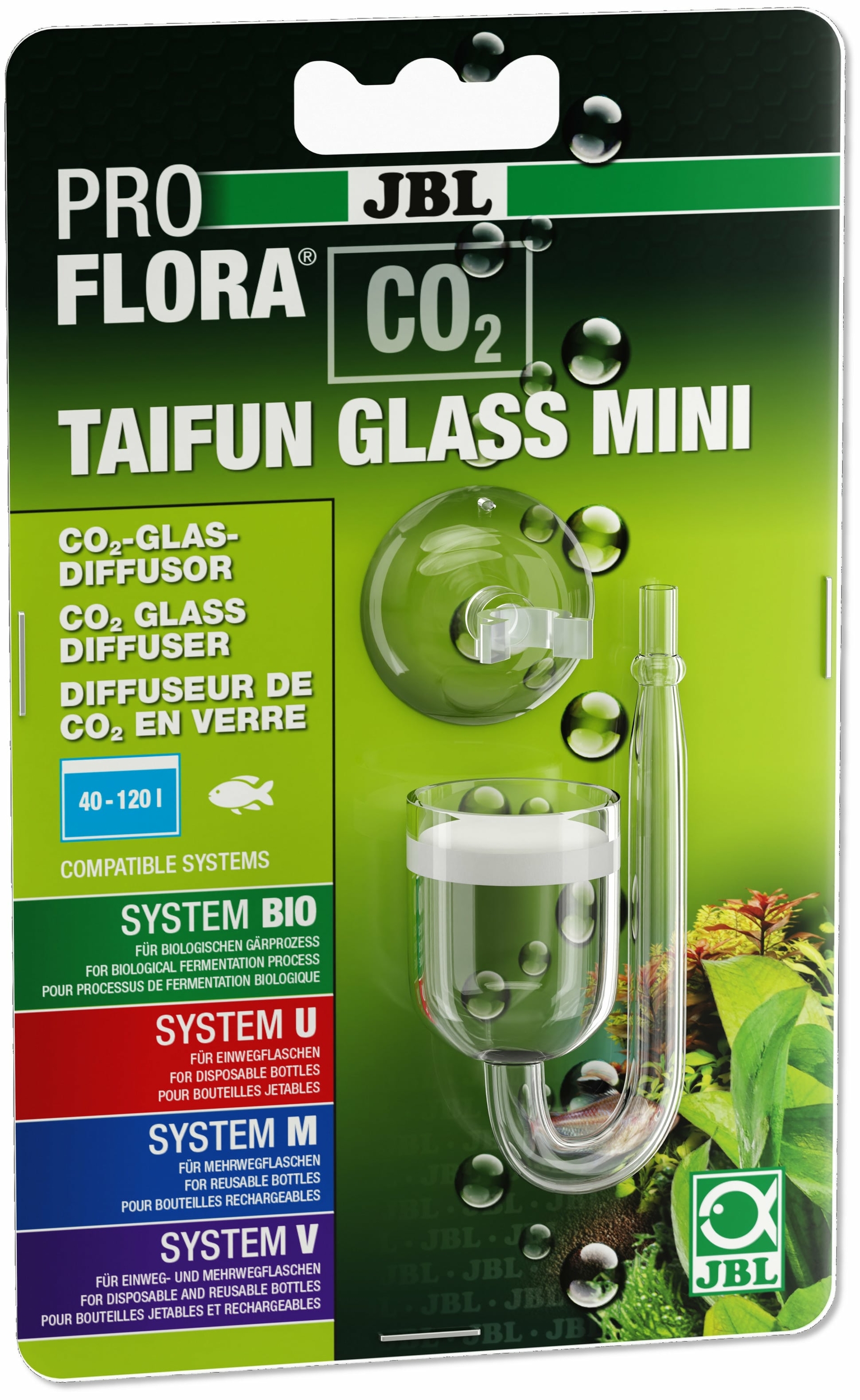JBL Proflora CO2 Taifun Glass Mini mini-diffuseur de CO2 haute perfomance pour aquarium de 40 à 800 L