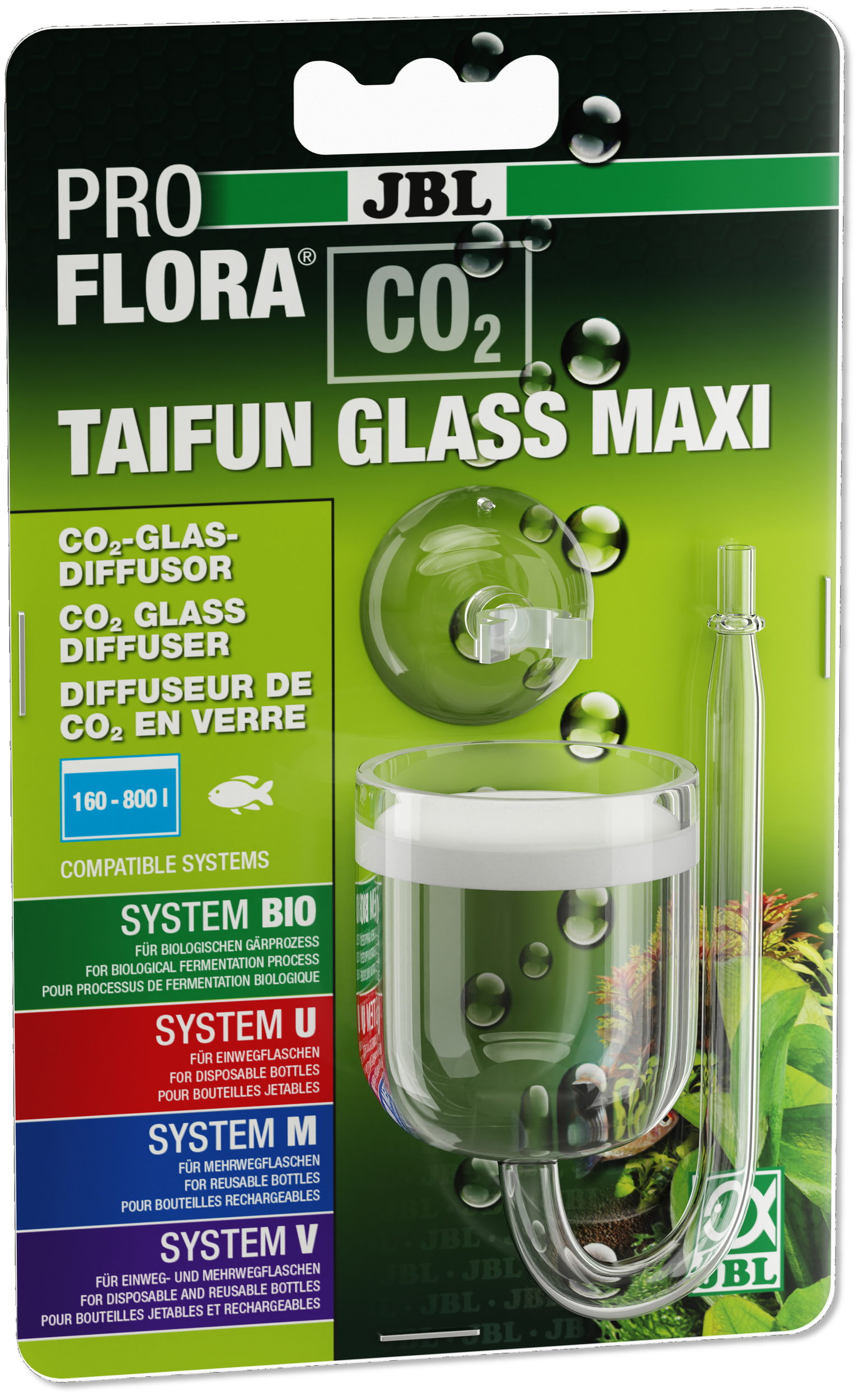 JBL Proflora CO2 Taifun Glass Maxi mini-diffuseur de CO2 haute perfomance pour aquarium de 40 à 800 L