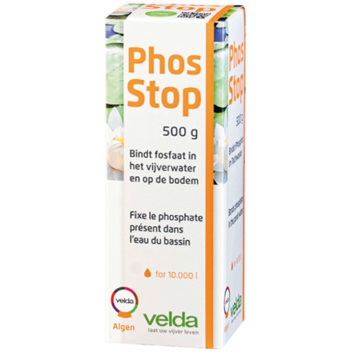 VELDA Phos Stop 500 gr fixateur de phosphates pour prévenir les problèmes d\'algues en bassin. Traite jusqu\'à 10000 L