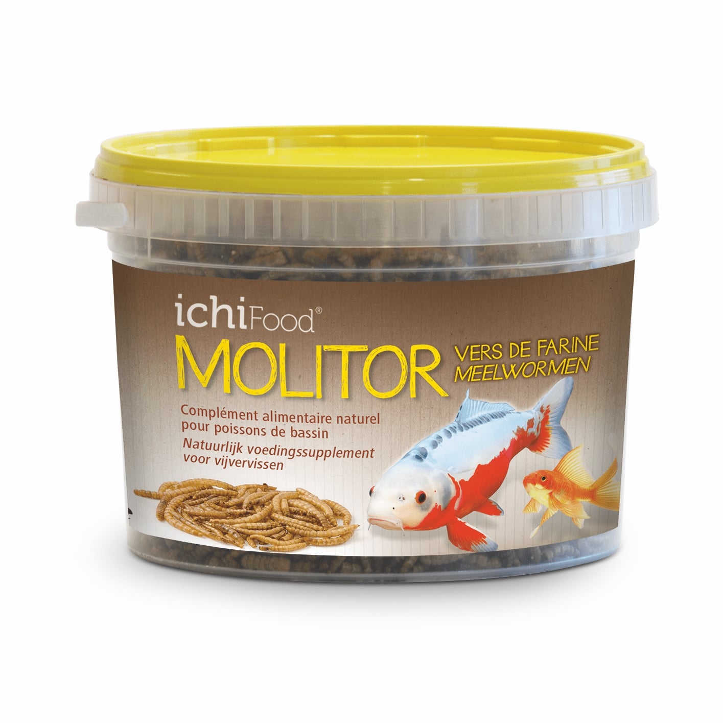 ICHI FOOD Molitor 1 L vers de farine pour compléter l\'alimentation des Kois et autres poissons de bassin
