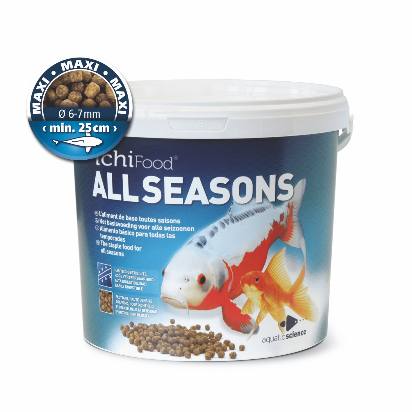 ICHI FOOD All Seasons Maxi 6 à 7 mm 4 Kg aliment complet pour tous les poissons de bassin en toutes saisons