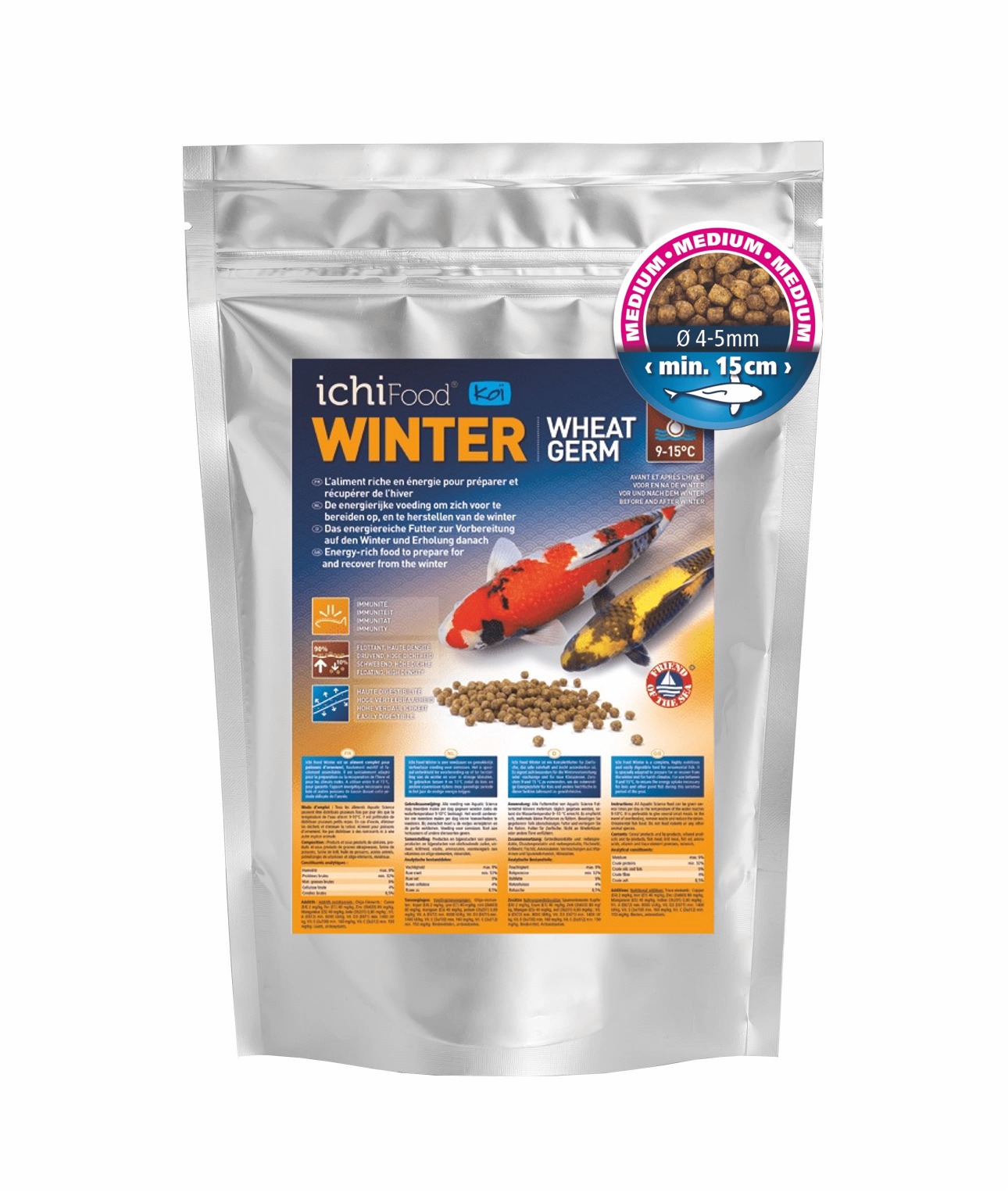 ICHI FOOD Winter Medium 4 à 5 mm 1 Kg aliment complet spécial hiver pour carpes koï