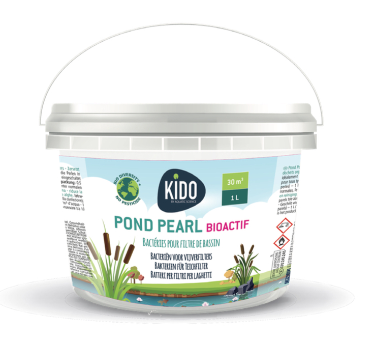KIDO Pond Pearl BioActif 1 L bactéries à diffusion lente pour filtre de bassin. Traite jusqu\'à 30000 L