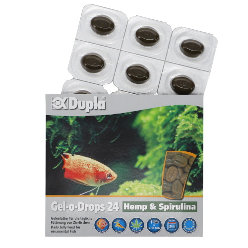 DUPLA Gel-O-Drops 24 Hemp & Spirulina 12 x 2 gr nourriture en gelée à base de chanvre et spiruline pour poissons et crevettes d\'eau douce