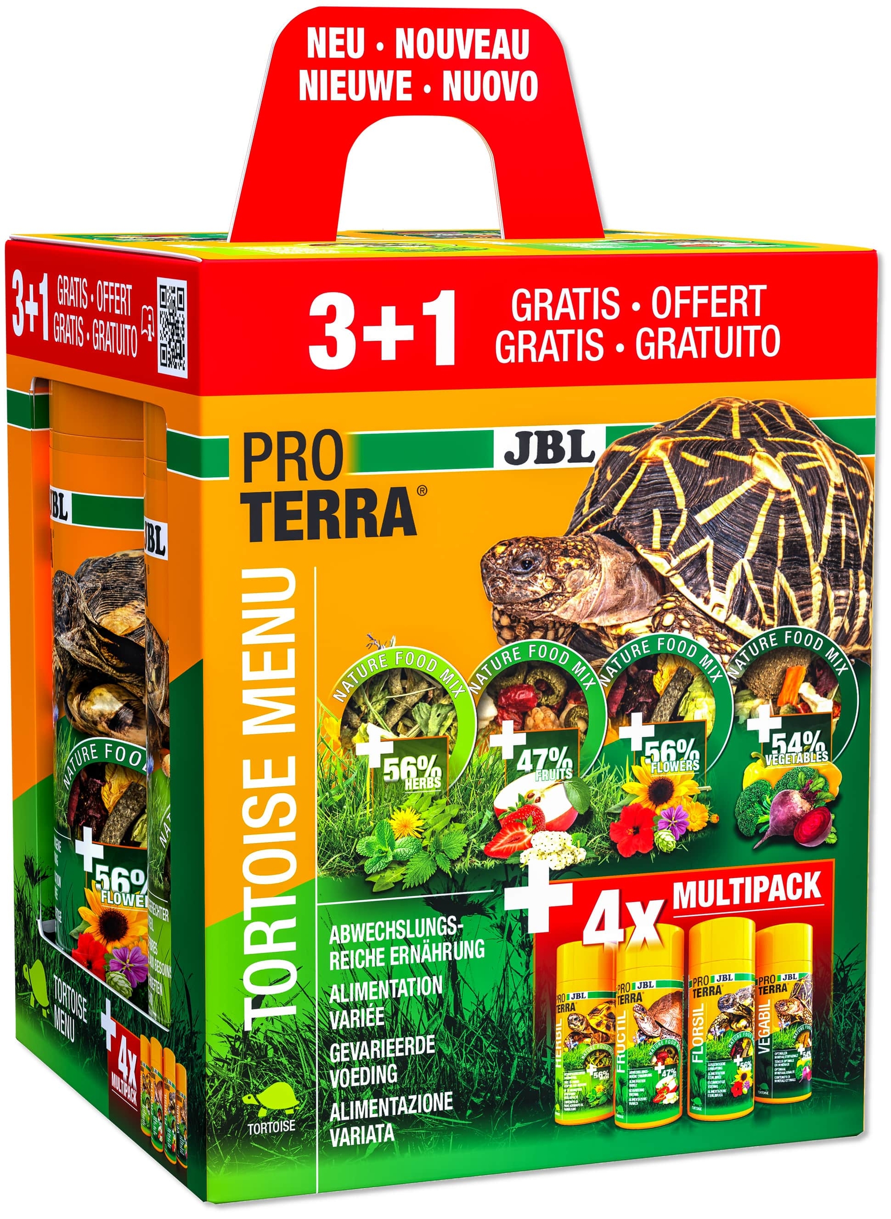 JBL ProTerra Tortoise Menu 4 x 250 ml lot de plusieurs types de nourritures pour tortues terrestres