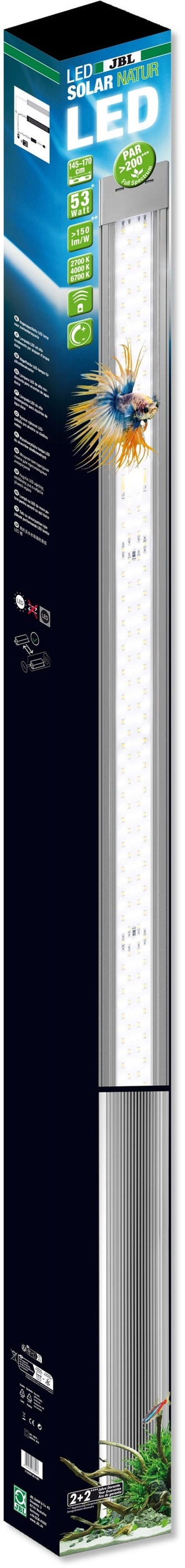 JBL LED Solar Natur G2 53W rampe aquarium Eau douce de 145 à 170 cm ou remplace tube T5 et T8