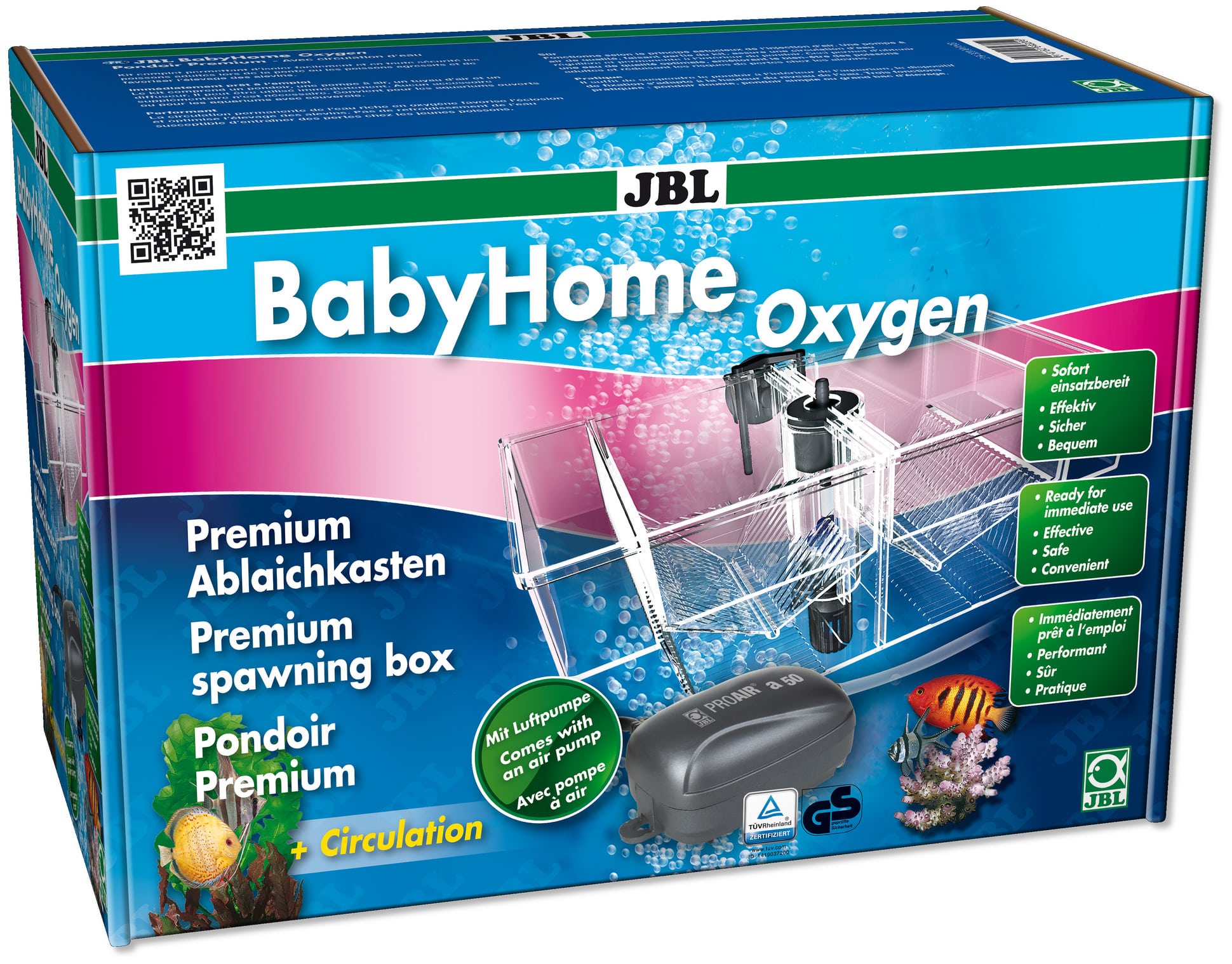 JBL BabyHome Oxygen pondoir de gamme premium pour poissons d\'aquarium avec pompe à air incluse