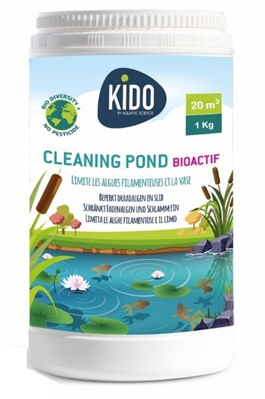 KIDO Cleaning Pond BioActif 1 Kg limite les algues filamenteuses et à la vase dans les bassins jusqu\'à 20 m3