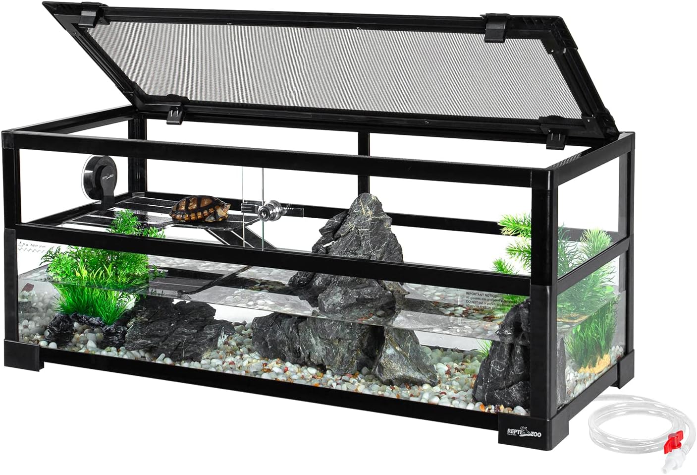 REPTIZOO Water-Land 76 x 30 x 30 cm aquaterrarium avec système de drainage pour tortue d\'eau