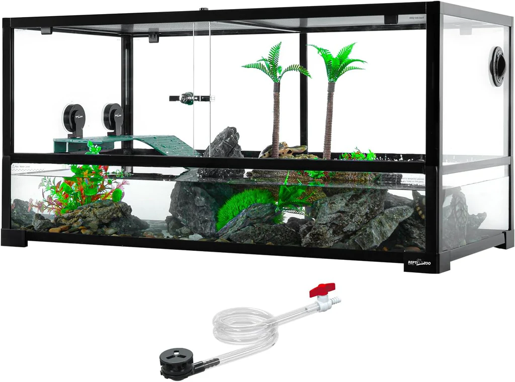 reptizoo-water-land-90-x-45-x-45-cm-aquaterrarium-avec-systeme-de-drainage-pour-tortue-d-eau