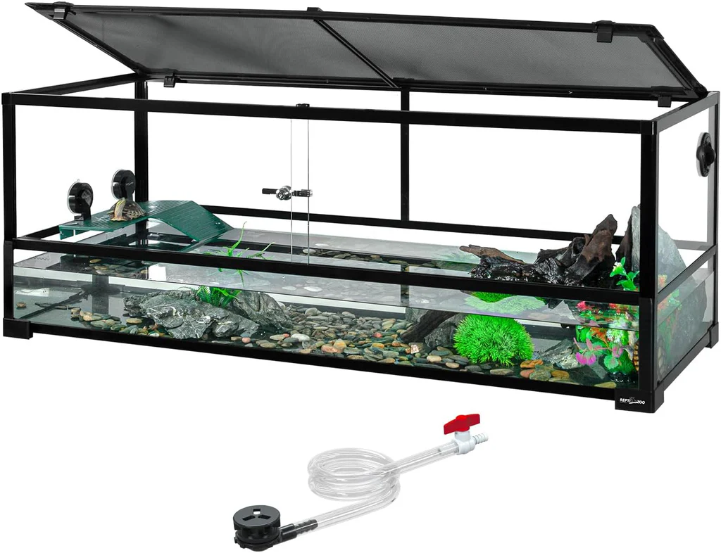 REPTIZOO Water-Land 120 x 45 x 45 cm aquaterrarium avec système de drainage pour tortue d\'eau