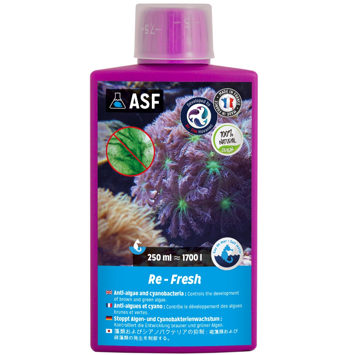 AQUARIUM SYSTEMS Re-Fresh 250 ml contrôle le développement des algues et Cyanobactéries en aquarium marin